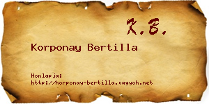 Korponay Bertilla névjegykártya